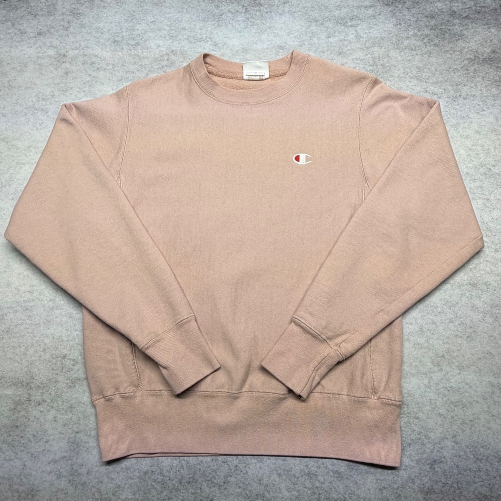 Champion Reverse Weave Mens‎ Small Pink Embroidered Logo Crewneck Sweatshirt